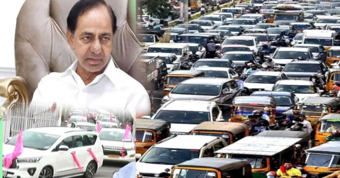 KCR to BRK Bhavan.. huge traffic jam