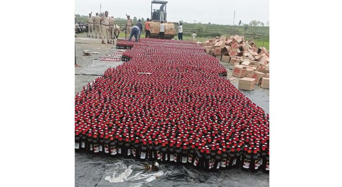 Alcohol worth Rs. 21 lakh destroyed