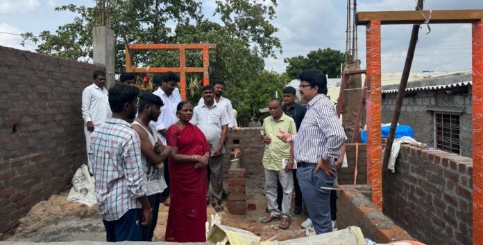 Collector inspects construction work of Indiramma House