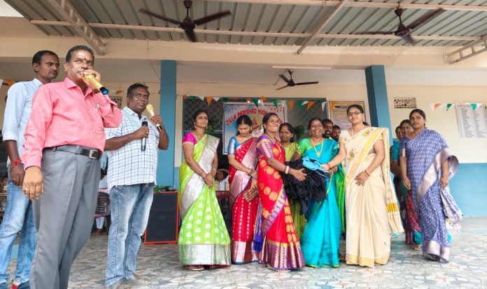 Distribution of sports uniforms to Ankshapur High School