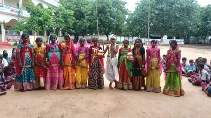 Krishnashtami celebrations in advance at Zilla Parishad school