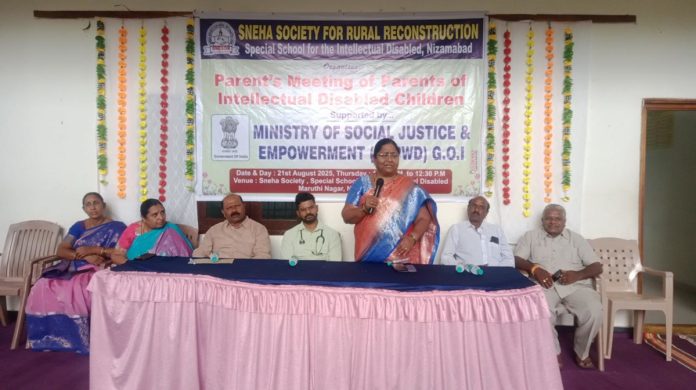 Meeting of parents of mentally disabled people at a school for the mentally disabled