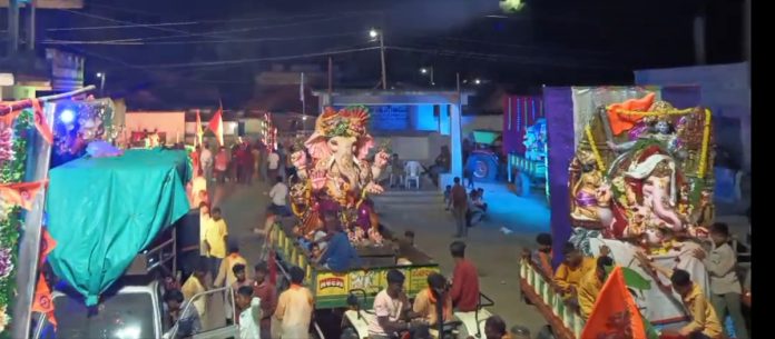 A grand procession of Ganesha immersion in Neela village