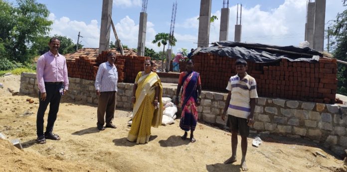 Inspection of construction work at Indirammas house..