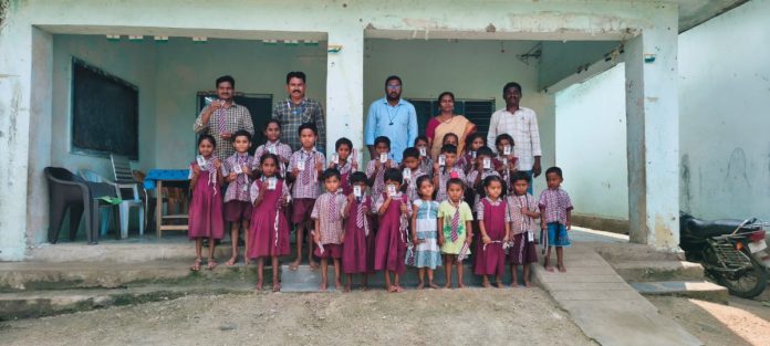 Ties and belts distributed to students