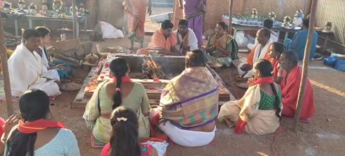 Ongoing new temple idol installation ceremonies..