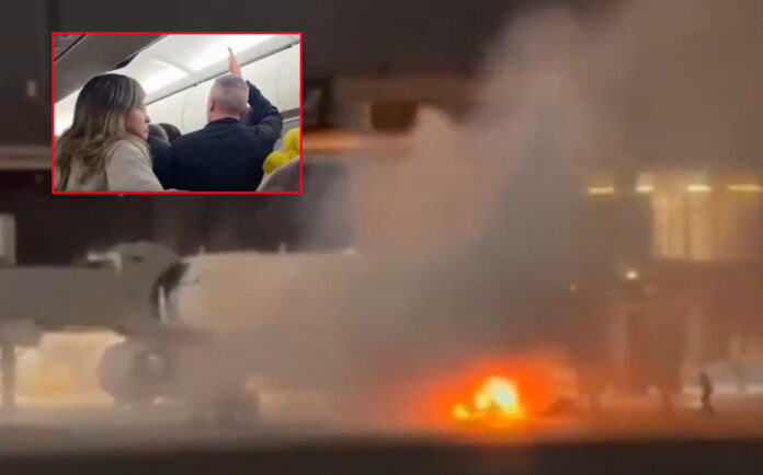 టేకాఫ్ అవుతుండగా అగ్ని ప్రమాదం.. తప్పిన ప్రమాదం