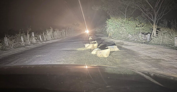 The farmers grain is being wasted on the road!