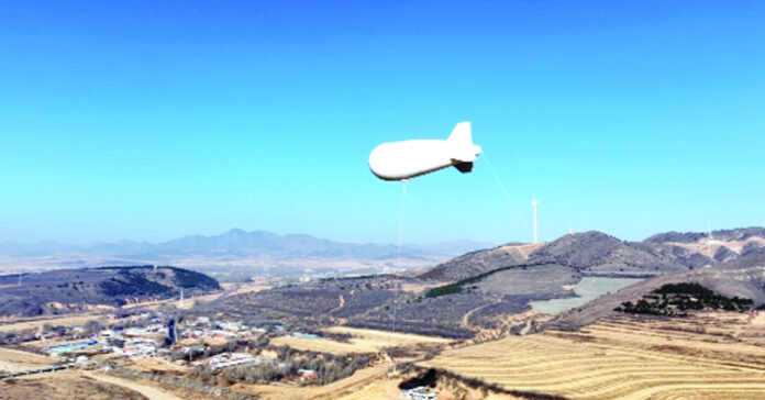 Electric-powered tethered kite balloon
