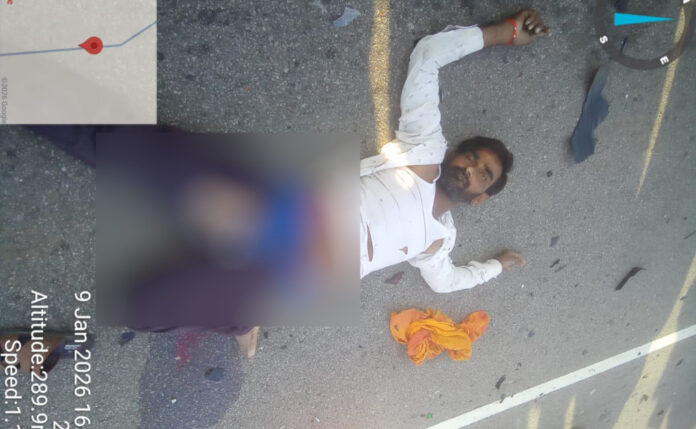 Road accident in Madnur.. person dies