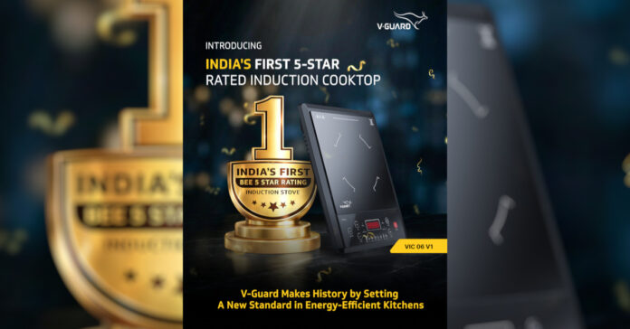 Induction cooktop manufactured by V-Guard, which has received a 5-star BEE rating