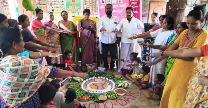 Potion packing at Tadicherla Anganwadi