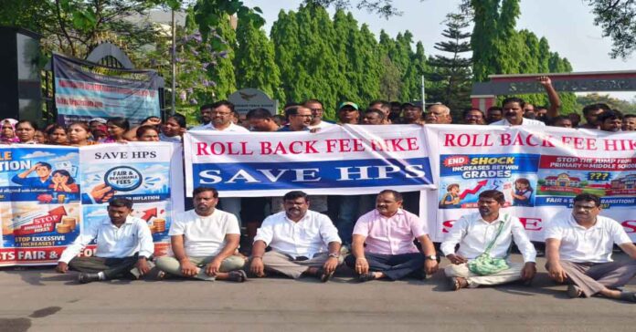 Parents of students protest in front of Hyderabad Public School
