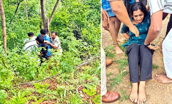 స్కూటీ అదుపుతప్పి లోయలోపడ్డ యువతి..