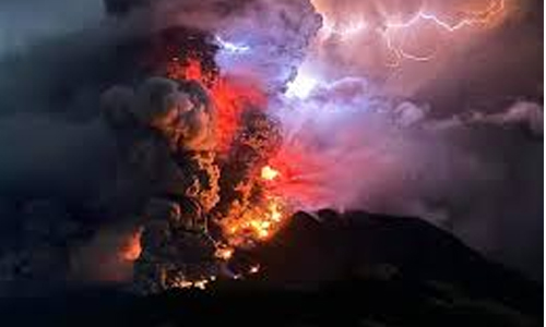 An erupting volcano in Indonesia