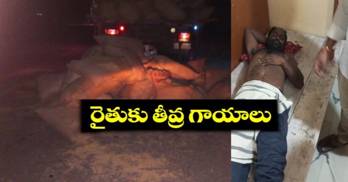Farmer injured after grain sacks fall from lorry.