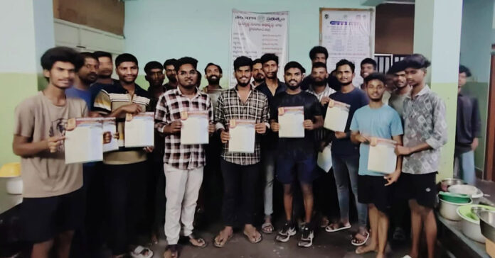 Arunodaya pamphlet launch in the boys' hostel.
