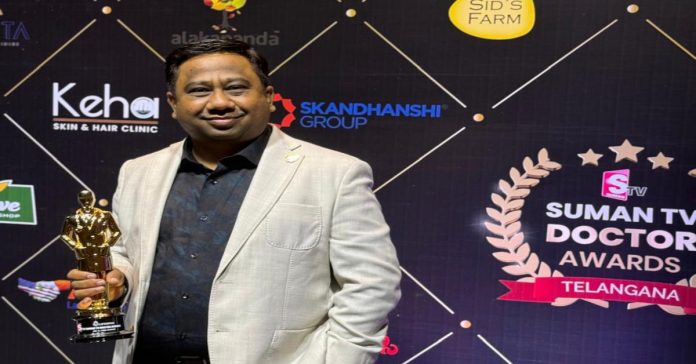 Jadhav, who received the award for the best doctor...