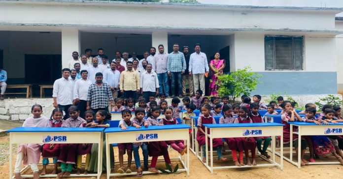 Distribution of benches to Someshwar School
