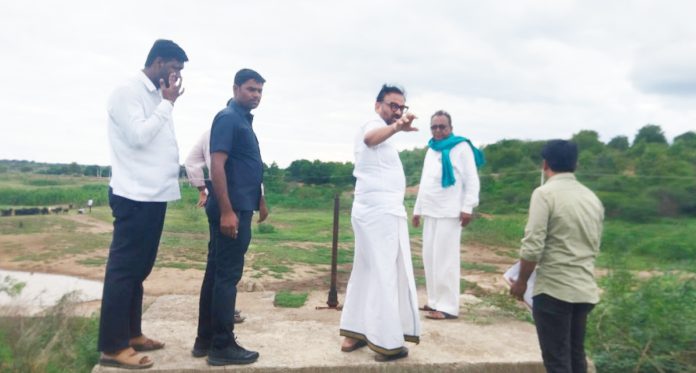 MLA Thota inspects canal repair works