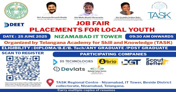Mega Job Fair under the auspices of Task in Nizamabad