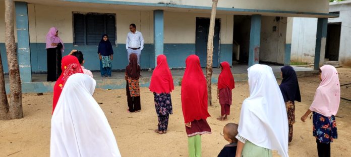 The district education officer inspected the school.