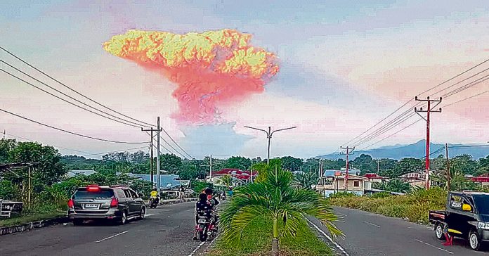 Volcano erupts in Indonesia