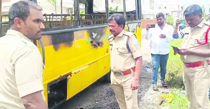 Delhi Public School bus set on fire