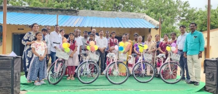 Bicycles distributed to students..