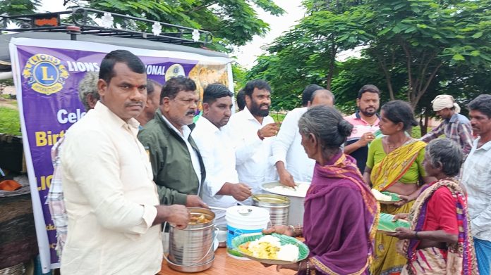 Food distribution program under the auspices of Lions Club Kammarpalli