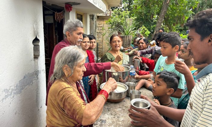 Free distribution of cow milk in the town