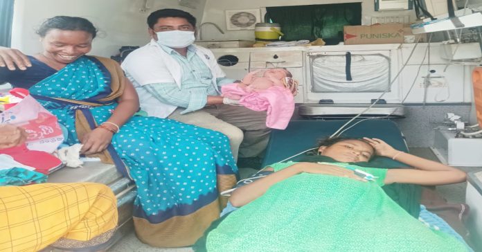 Normal delivery in ambulance.. Mother and baby are fine.