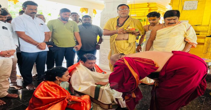 Srinu Babu and his wife at Guru Purnima celebrations
