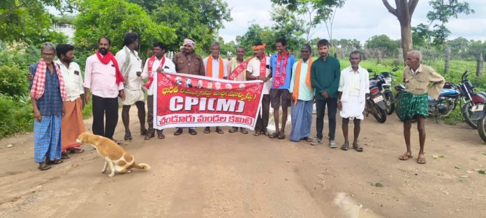 CPI(M) protest on the road demanding bus facility for Nermata village