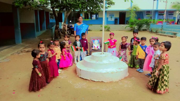 Children burst into laughter during the Independence Day celebrations.