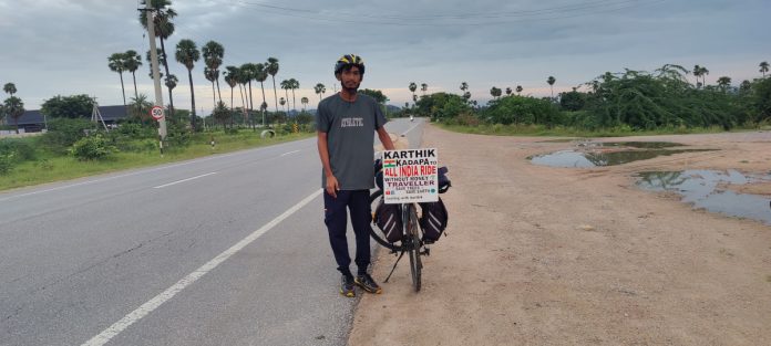 Cycle tour with the slogan Save Tree.. Save Earth.