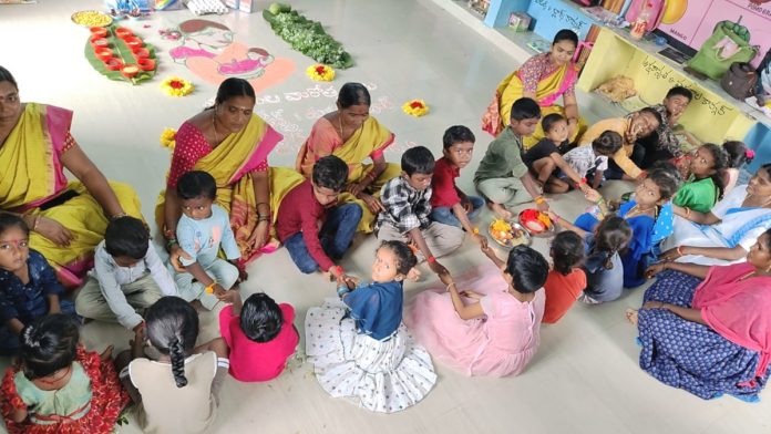 Early Rakhi celebrations at Anganwadi centers
