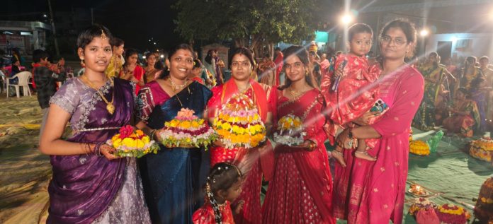 Bathukamma celebrations at KCR Colony Sai Baba Temple