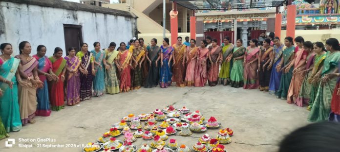 Bathukamma festival celebrations of Engili flowers in Bibipet