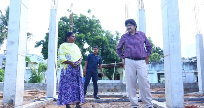 Collector inspects construction of Indirammas houses..