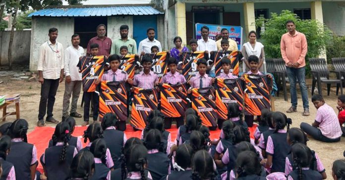 Distribution of sportswear to school students