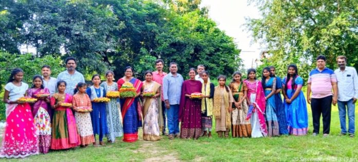 Early Bathukamma celebrations at Peddathundla High School
