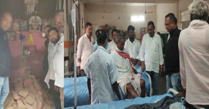 Elderly injured in wall collapse