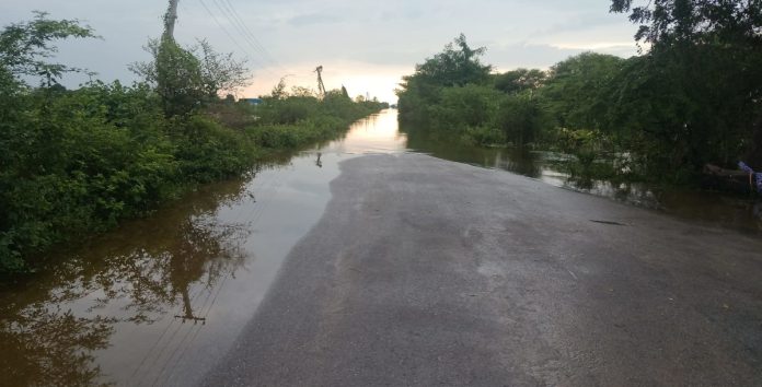 Godavari flood surges on main roads..