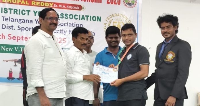 Gold at the state level in yoga competitions..