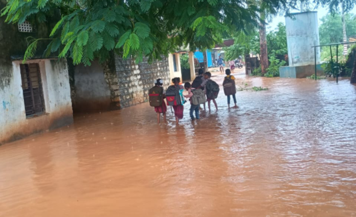 Government school flooded due to rain
