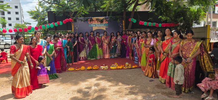 Moms Bathukamma celebrations at Smiles School