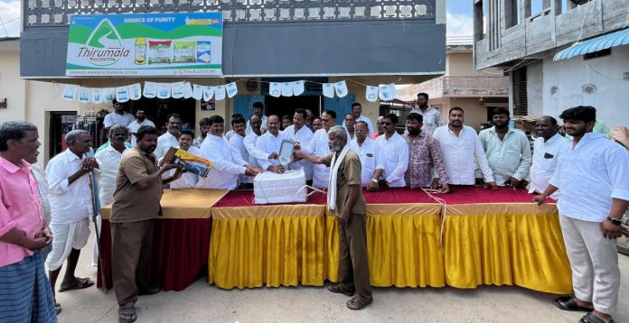 Installation of electric lights in Veldanda..