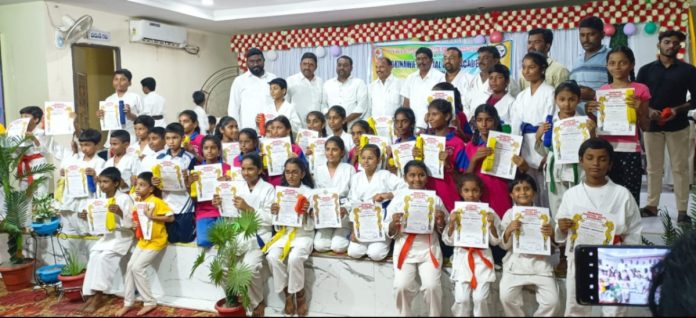 Students performance in the karate grading test..