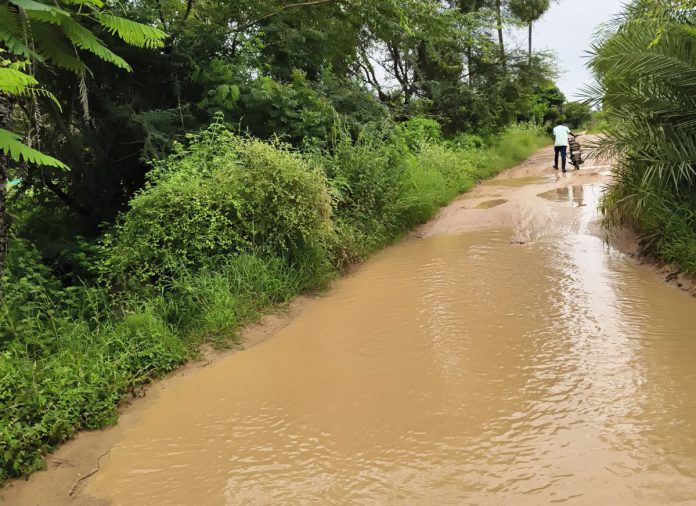 The road is full of potholes..